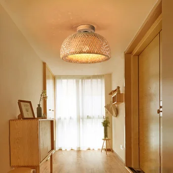 Подвесной светильник из ротанга с абажуром Ресторан в китайском стиле Подвесной потолочный светильник ручной работы в стиле Ретро гостиная