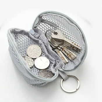 Подвесные маленькие сетчатые сумки для монет, наушников, ключей, наушников, мешков для макияжа, яиц, пыли, удобных мини-косметичек для макияжа
