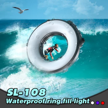Подводная вспышка Strbea 1200LM с кольцевым освещением, Общая камера, 67 мм резьбовой объектив, 4 режима, 3 цвета с USB-зарядкой, водонепроницаемая вспышка