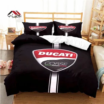 Пододеяльник с логотипом Ducati Motorcycles Комплект постельного белья для взрослых и детей Комплект постельного белья Одеяло Комплект постельного белья 10 размеров