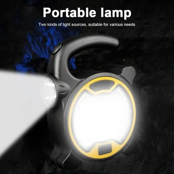 Портативные фонари COB LED, 2 режима освещения, походный фонарик на батарейках, мини-переносной с ручкой для рыбалки, пеших прогулок