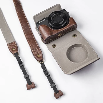 Портативный чехол из искусственной кожи, сумка для фотоаппарата Canon G7X3 G7X Mark III G7XIII, защитный чехол с плечевым ремнем