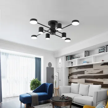 Потолочная люстра Nordic LED для гостиной, спальни, столовой, кухни, Современная черная ветка люстры, светильник