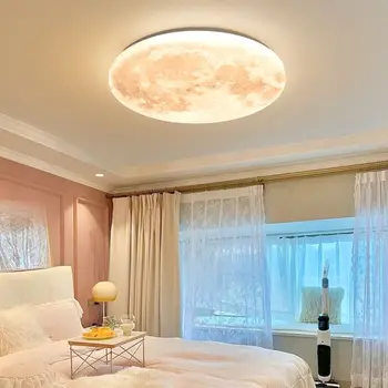 Потолочный светодиодный светильник 3D moon с 3 цветовыми температурами, романтическое украшение для нового дома, домашние потолочные светильники