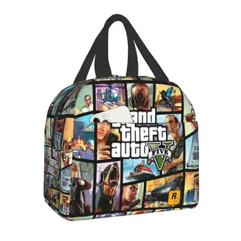 Приключенческая игра Grand Theft Auto Сумка для ланча Мужская Женская Сумка-холодильник с теплой изоляцией для ланча для школьников, сумка для хранения школьной еды, сумка для пикника