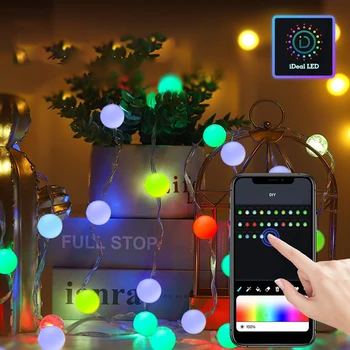 Приложение Smart Led Fairy String Lights Рождественская вечеринка Свадебное Праздничное Украшение дома на открытом воздухе Водонепроницаемый светильник