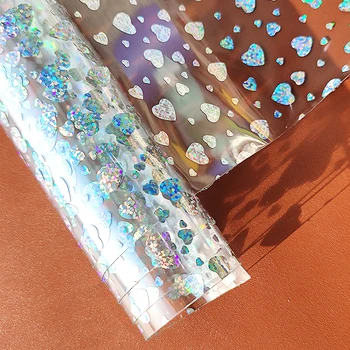 Прозрачные голографические листы искусственной кожи с лазерной печатью ПВХ Виниловая ткань для луков Сумок зонтиков курток поделок