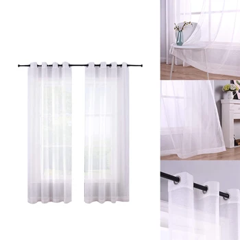 Прозрачные шторы Белый люверс Набор из 2 панелей Прозрачные Полупрозрачные шторы из полиэстеровой вуали для спальни