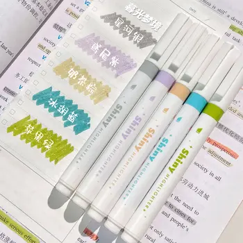 Разноцветные маркеры с блеском, Симпатичная ручка с блестками, флуоресцентные маркеры, ручки, художественный маркер, Японские канцелярские принадлежности Kawaii