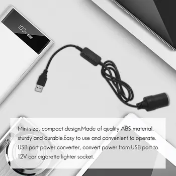 Разъем автомобильного прикуривателя USB от 5 В до 12 В, кабель-адаптер для преобразователя питания