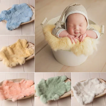Реквизит для фотосъемки новорожденных Аксессуары Мех для новорожденной Девочки Фон для фотосъемки Рождения Одеяло для младенца