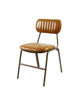 Ресторан в стиле Лофт в индустриальном стиле, Маленький стул Со спинкой, Железный Простой стул, американский Легкий Роскошный обеденный стул из кожи в стиле ретро