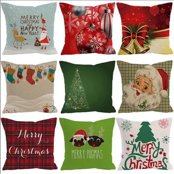 Рождественская наволочка, льняные чехлы для диванов, Чехлы для подушек с принтом Рождественской елки, Постельные принадлежности, принадлежности 21