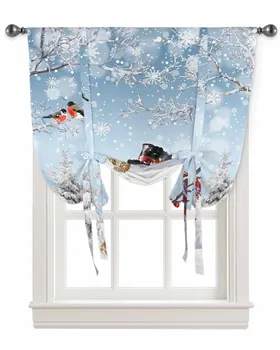Рождественский снеговик, снежинка, занавеска для гостиной, римские шторы для кухни, кафе, короткие шторы