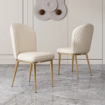 Роскошные Красивые обеденные стулья Современные скандинавские Модные обеденные стулья из искусственной кожи Кухонная мебель Sillas с белой обивкой