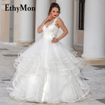 Свадебные платья Ethymon High End с перьями на одно плечо, многоуровневые, без рукавов, сшитые на заказ, Robe De Soirée De Mariage