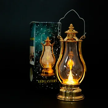 Светодиодная Маленькая Масляная лампа в стиле Ретро, Портативный Ветряной чайник, Электронные свечи, украшения для спальни, гостиной, Керосиновые лампы
