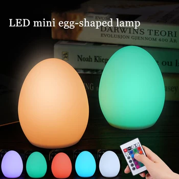 Светодиодные мини-силиконовые ночные светильники в виде яиц, Мультяшная милая настольная лампа с дистанционным управлением, детские игрушки, подарочная настольная лампа, прикроватные ночные светильники для сна