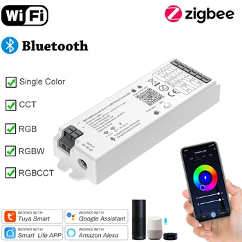 Светодиодный Контроллер Zigbee Wifi Tuya Smart LED Dimmer RGB RGBW CCT Dimmer 12V 24V LED Strip Dimmer Контроллер Работы с Alexa Google
