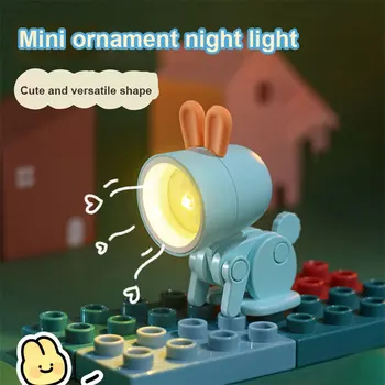Светодиодный ночник, мини-складная настольная лампа, милые фонарики для домашних животных, цветок динозавра, портативный ночник, декор студенческой гостиной