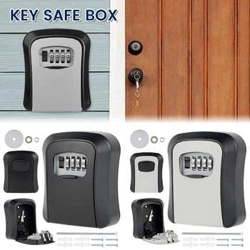 Сейф для ключей Коробка с замком для ключей Настенный Сейф для ключей 4-значная комбинация паролей Держатель для ключей Сейф Для ключей Наружный ящик для ключей Домашняя безопасность