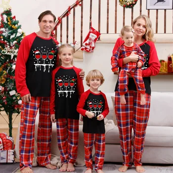 Семейный образ 2024, новогодние костюмы для матери, отца, детей, подходящие наряды, Мягкие Свободные пижамы для родителей и детей, детские ползунки, Рождество