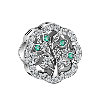 серебро 925 пробы, круглая полая подвеска в виде зеленого дерева, подходит для pandora, оригинальный браслет, бусы, ожерелье, женские украшения своими руками