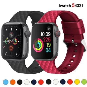 Силиконовый ремешок для apple watch band 44мм 40мм 7 45мм 41мм текстурный резиновый ремешок для часов браслет iWatch series 38мм 42 band 6 SE 5 4 3