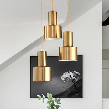 Скандинавская светодиодная светло-золотистая современная люстра для кухни, спальни, кухни, гостиной, лофта, подвесной светильник для прохода, украшение для кабинета