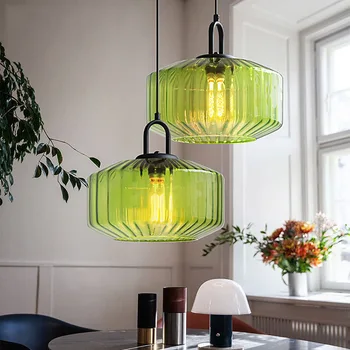 Скандинавские винтажные Стеклянные подвесные светильники со светодиодной подсветкой Обеденный стол в ресторане, люстры Kicthen, подвесная лампа для дома в лофте, прикроватные светильники