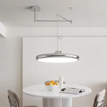 Скандинавские Выдвижные Складные подвесные светильники Молочно-желтого серебристого цвета, подвесной светильник для ресторана, обеденный стол, Офисная люстра, лампа 220V