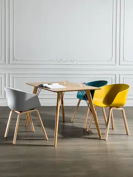 Скандинавский обеденный стул домашний пластиковый креативный письменный стул простой стул для разговора журнальный столик стол и стулья из массива дерева