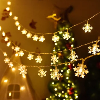 Снежинка Светодиодная гирлянда из сказочного света, рождественские огни для дома, свадебный декор, Рождественский декор для дома, украшение для вечеринки Navidad
