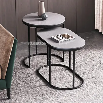 Современная Шиферная мебель для гостиной Круглый Небольшой Журнальный столик Nordic Light Роскошная Комбинация боковых столов Простой Диван Боковые шкафы