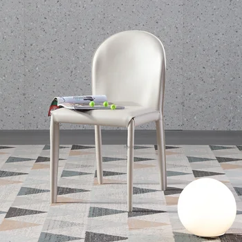 Современное минималистичное дизайнерское кресло из белой седельной кожи, легкие роскошные обеденные стулья для столовой, мебель для столовой в скандинавском стиле