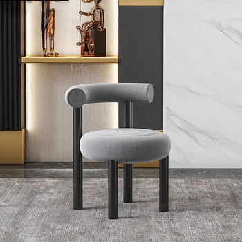 Современные минималистичные дизайнерские обеденные стулья из бархата, кресло для отдыха, стулья со спинкой в скандинавском кремовом стиле для столовой мебели