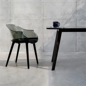 Современные пластиковые Прозрачные обеденные стулья для кухонной мебели, Стул для столовой, Домашнее креативное дизайнерское кресло со спинкой
