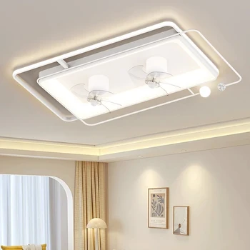 Современные потолочные светильники, складной потолочный вентилятор в спальне, потолочный вентилятор со светодиодной подсветкой и управлением, потолочный светильник для освещения гостиной