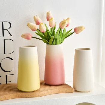 Современный искусственный декор для дома, простые керамические вазы для центральных цветов на столах, декор комнаты, Эстетичная ваза для сухих цветов, декор стола