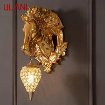 Современный настенный светильник ULANI в виде лошади из смолы LED Creative Luxury Gold Sconce Light Для декора Дома Гостиной Спальни