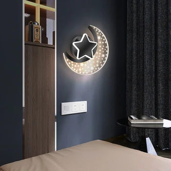 Современный прикроватный настенный светильник Moon Star для детей, акриловый настенный светильник для детской комнаты, ночник для сна ребенка, креативное домашнее бра в стиле деко