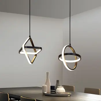 Современный светодиодный подвесной светильник, черно-белая креативная люстра, подвесной светильник для столовой, кухни, прикроватной тумбочки, подвесной светильник для спальни