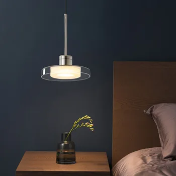 Современный стеклянный светодиодный подвесной светильник в скандинавском постмодернистском стиле, дизайнерская прикроватная лампа для спальни, креативный подвесной светильник для ресторана, кафе-бара