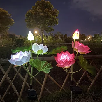 Солнечная ландшафтная лампа в форме Лотоса Энергосберегающие Солнечные садовые фонари Солнечные фонари для украшения сада