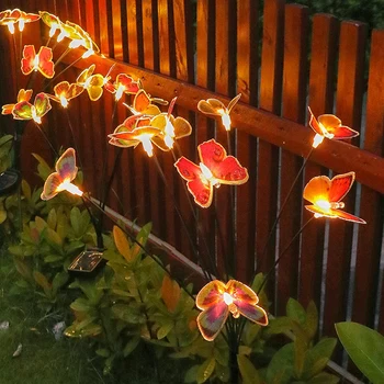 Солнечные Декоративные садовые фонари IP65 Водонепроницаемые ландшафтные фонари с бабочками, автоматическое включение/выключение теплого света для декора сада и внутреннего двора