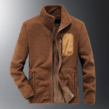 Спортивная мужская осенне-зимняя флисовая куртка Teddy Velvet Plus с бархатным утолщенным флисовым кардиганом Xl, Ветрозащитная