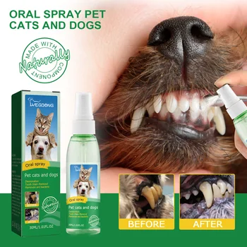 Стоматологический спрей для домашних животных, стоматологический спрей для собак, для здоровья зубов собак, 30 мл, Спрей для чистки зубов собак, Устраняет Неприятный запах изо рта, Отбеливает зубы