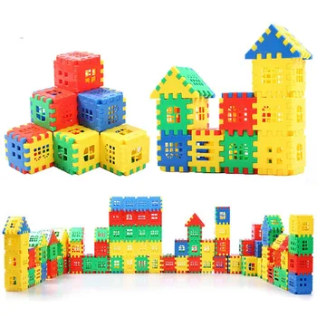 Строительные блоки Цветные Пластиковые Детские Игрушки-пазлы 3-6 Лет Сборка Дома для девочек и мальчиков Подарок на День Рождения TMZ