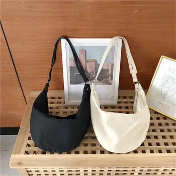 Сумка для пельменей подмышками, холщовая сумка-мессенджер, большая вместительная студенческая сумка для активного отдыха, искусство и шикарный стиль, универсальные Белые и черные цвета