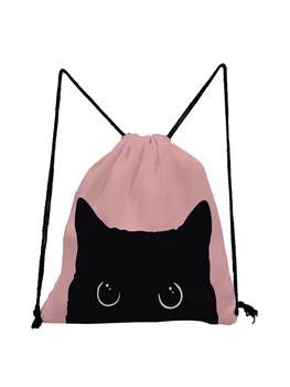 Сумка на шнурке, сумка для спортзала, рюкзак с котом с 3D-печатью, женская портативная сумка для школьной обуви для девочек с индивидуальным рисунком